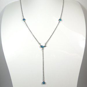 Blue Fire Opal Sterling Silver Dolphin Necklace